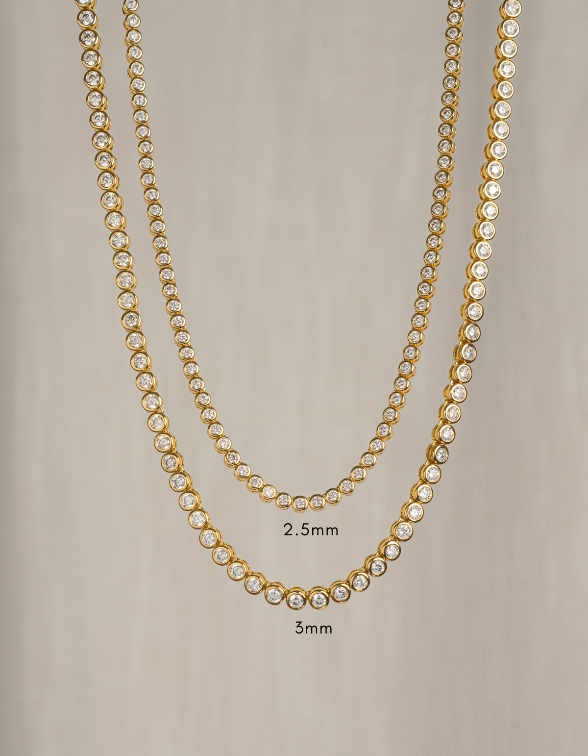 3mm Round Bezel Tennis Necklace
