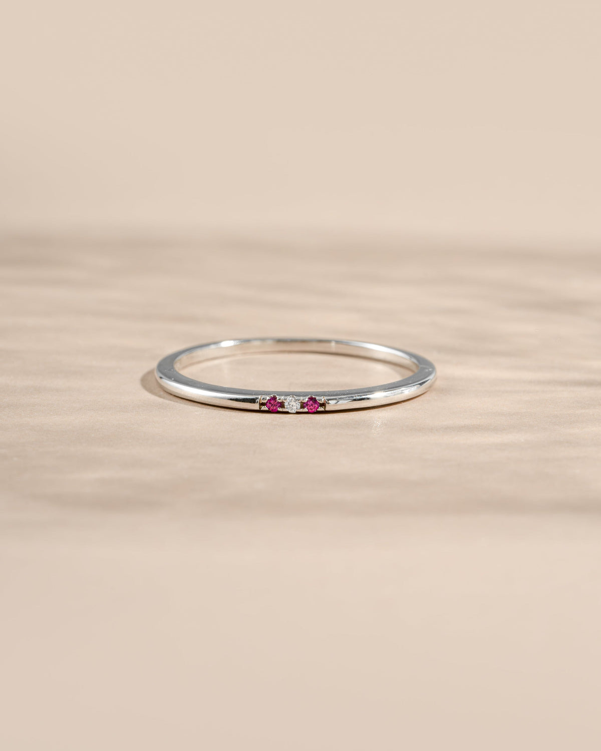 Ruby 3 Stone Diamond Ring