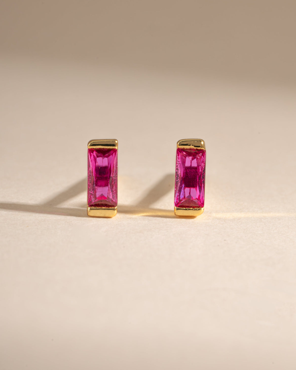 Ruby Baguette Stud Earrings