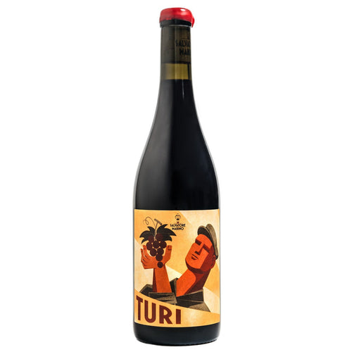Salvatore Marino Turi Rosso 2022 bottle with red foil cap and illustrated label