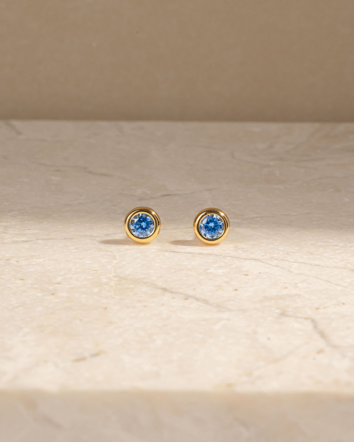 Aquamarine Bezel Dome Studs