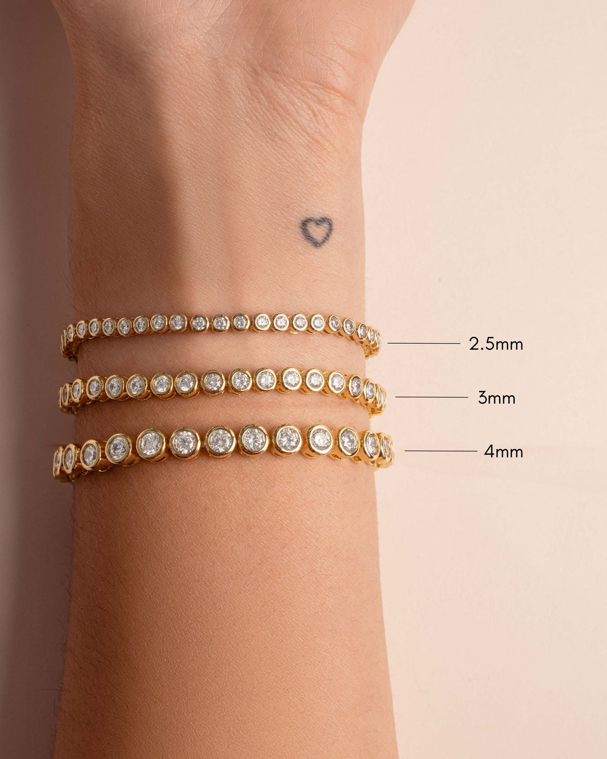 4mm Round Bezel Tennis Bracelet