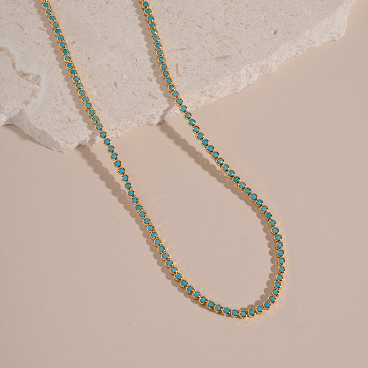Round Turquoise Tennis Necklace