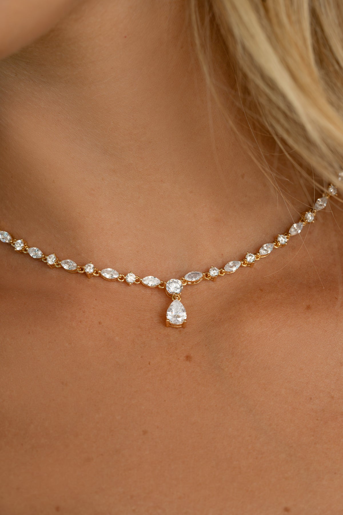 Pear Tennis Necklace
