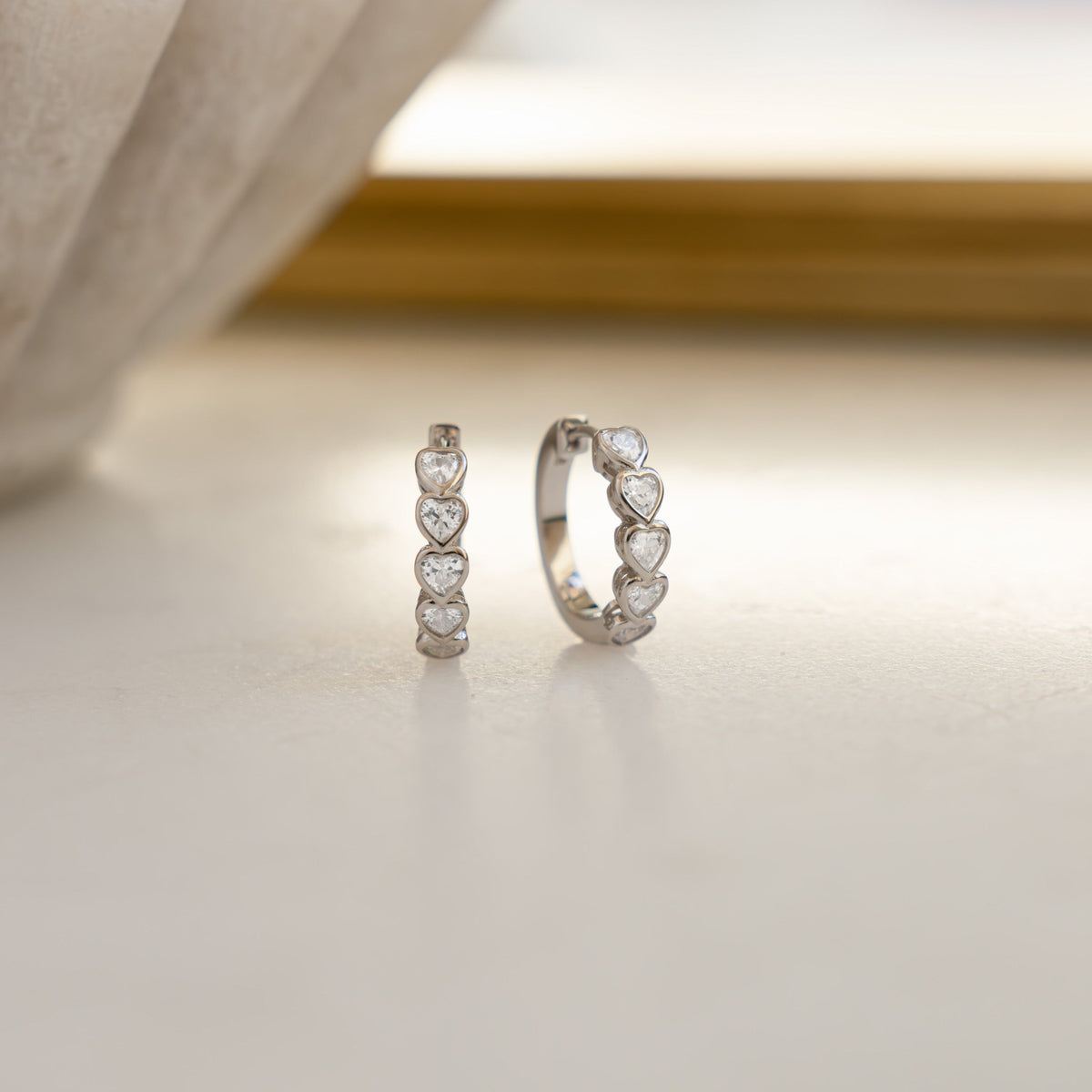 Bezeled Heart Huggies