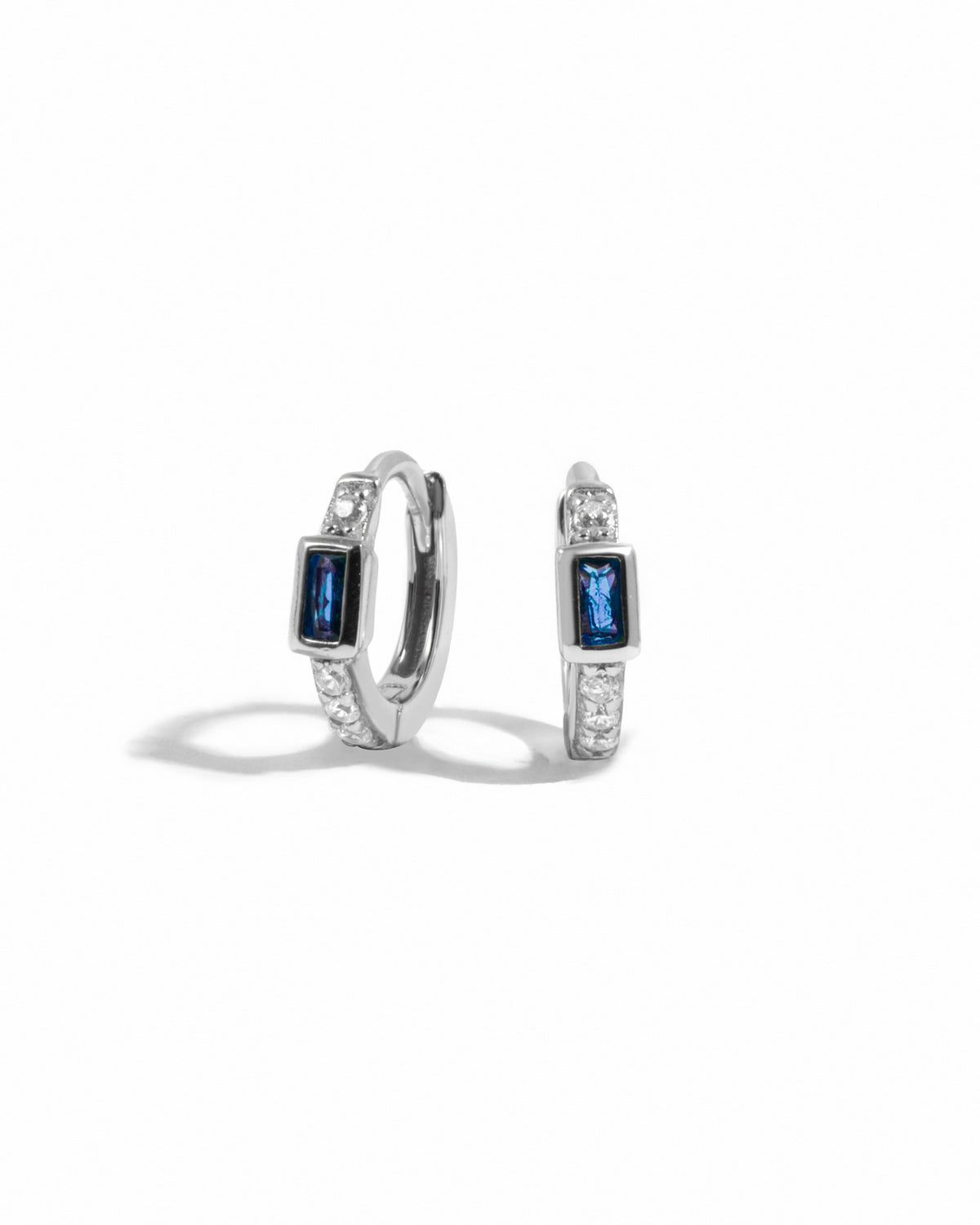Sapphire Baguette Huggie Earrings