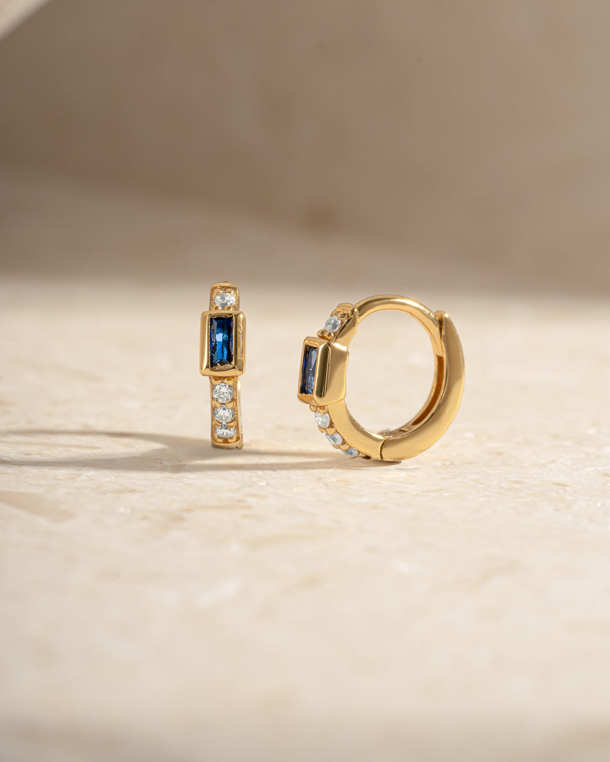 Sapphire Baguette Huggie Earrings