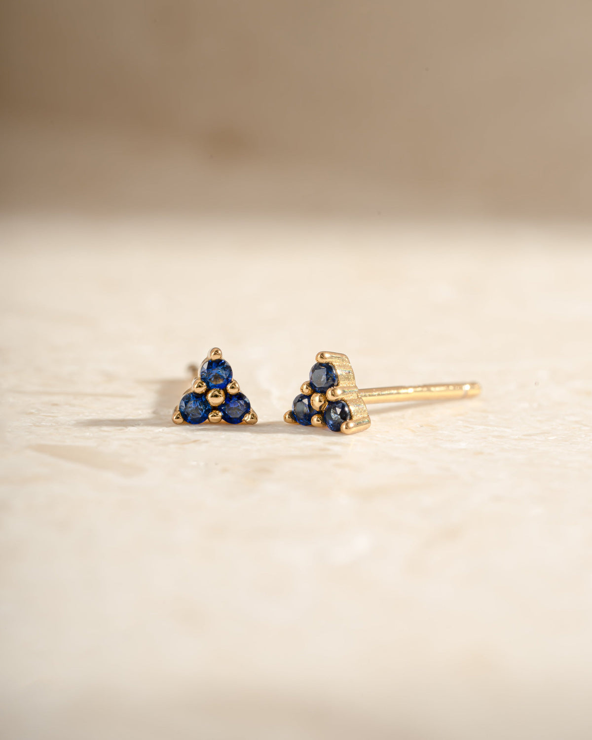 Tiny Sapphire 3 Stone Studs