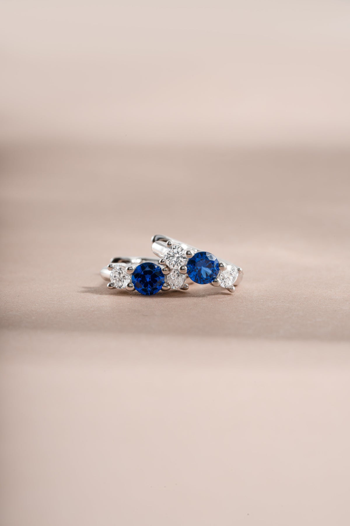 Sapphire Three Stone Huggie Hoops