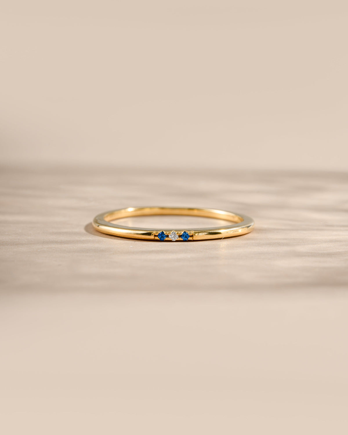 Sapphire 3 Stone Diamond Ring