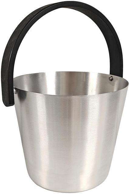 Saunia sauna bucket 7L. aluminum with black bent wooden handle - Soposopo