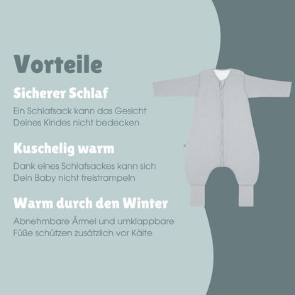 Schlafsack mit Umschlag-Fuß und Ärmel 3.5 TOG | Essential Grau
