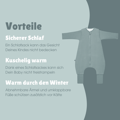 Schlafsack mit Umschlag-Fuß und Ärmel 3.5 TOG | Essential Mint