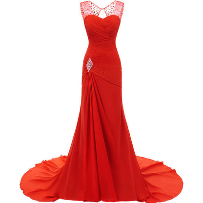 Elegant red maxi dress with crystal embellishment, perfect as evening long dresses for weddings