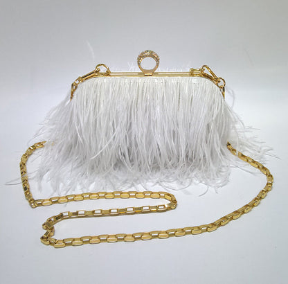 sd-hk Ladies Ostrich Feather Evening Bag
