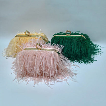 sd-hk Ladies Ostrich Feather Evening Bag