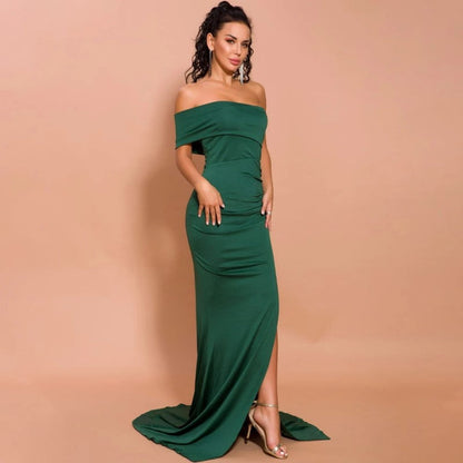 sd-hk One Shoulder High Split Long Evening Dress
