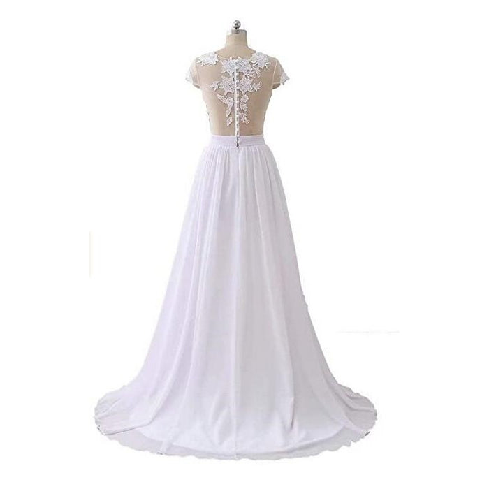 sd-hk Sleeveless Long Wedding Dress Hollowed Pattern