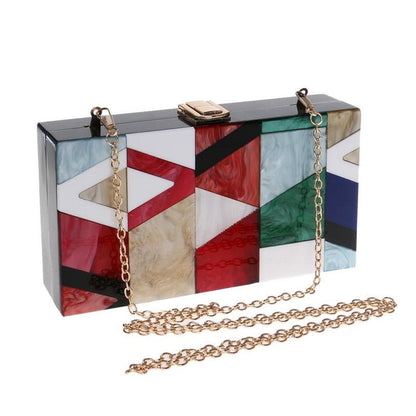sd-hk Women Summer unqique acrylic geometric lattice small patry Clutch lady evening bag
