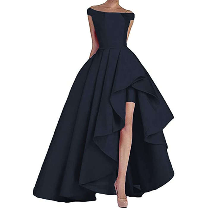 sd-hk Women's Off Shoulder Evening Prom Dresses High Low Wedding Gowns