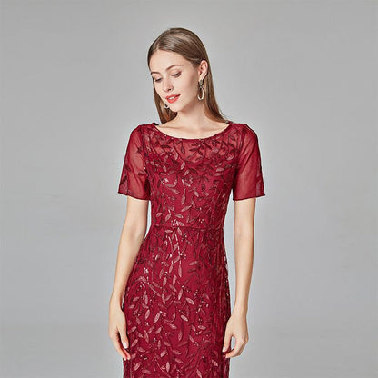 sd-hk Women's Plus Size Embroidery Mermaid Evening Party Maxi Dress