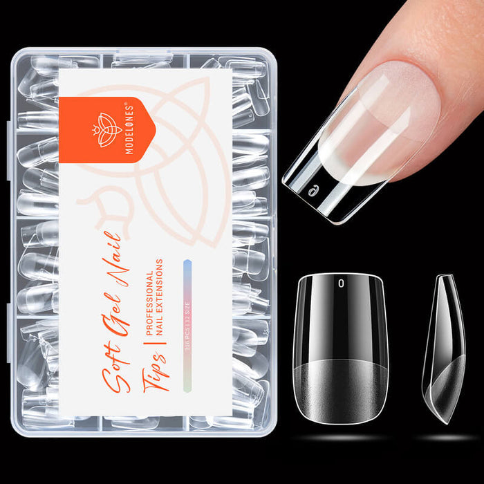 216 Pcs Semi-Frosted Nail Tips Nail Tip MODELONES # Short Square