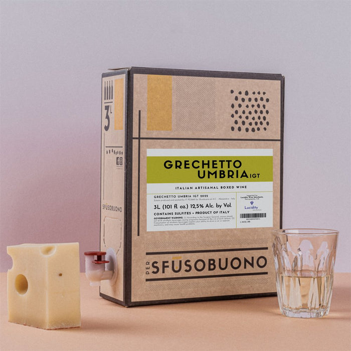 3L box of Grechetto Umbria wine, brown and beige front label