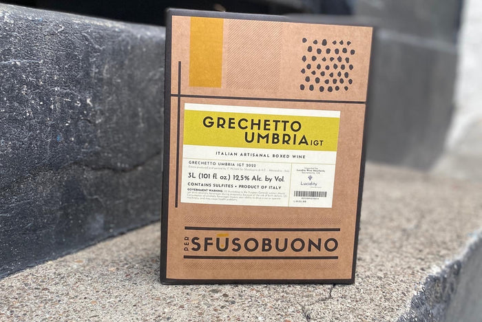 Grechetto Umbria 3L boxed wine with front label and dosage details