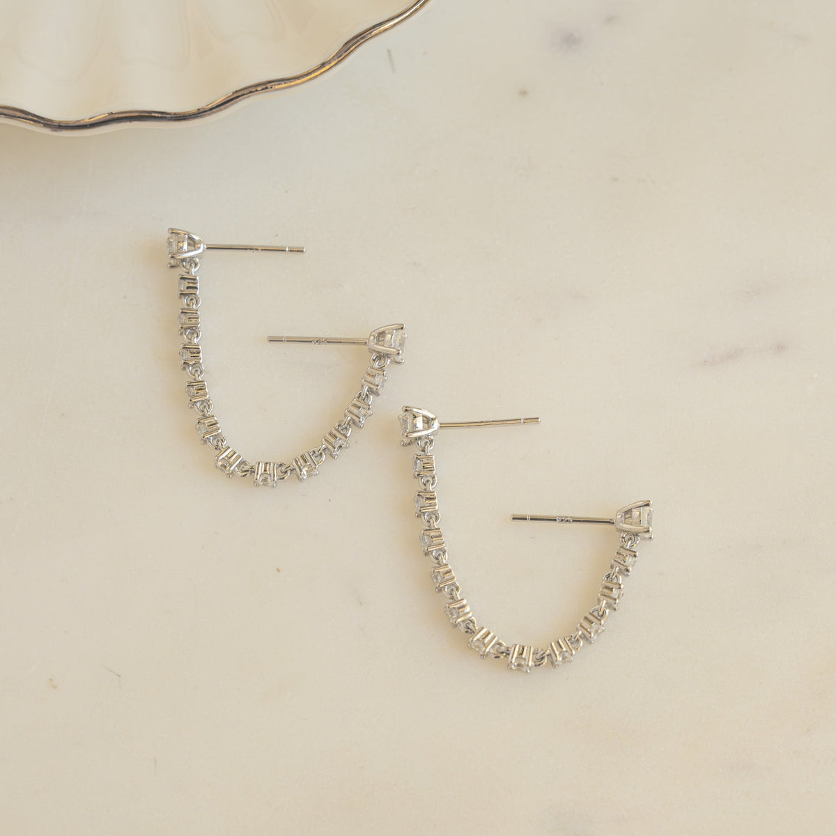 Two-Piercing Tennis Chain Link Studs