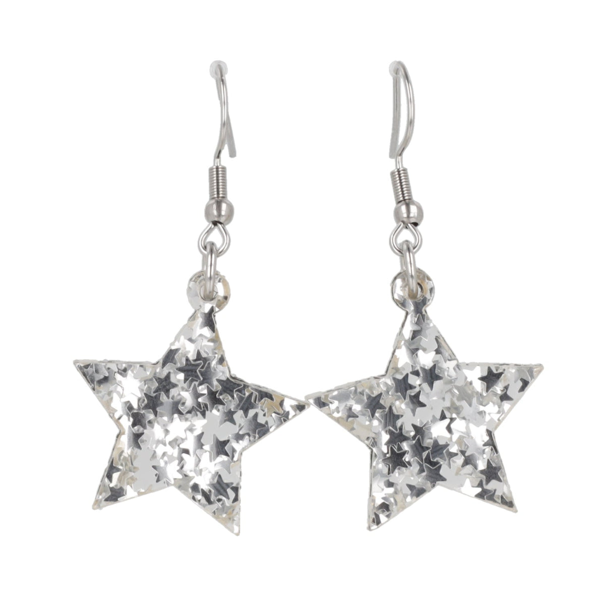 Silver Stellar Confetti Star Earrings