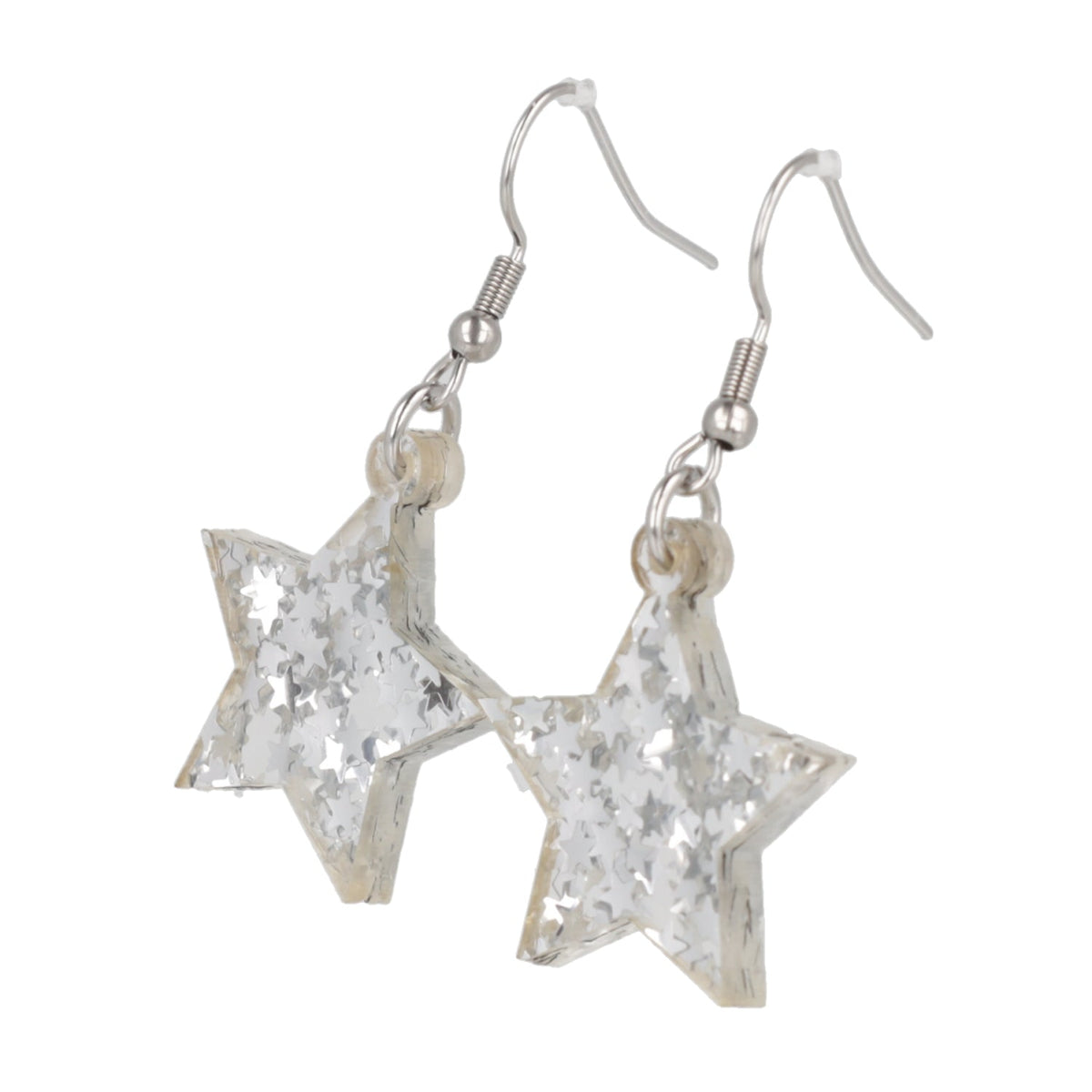 Silver Stellar Confetti Star Earrings