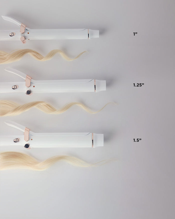 3 curling irons showing length difference