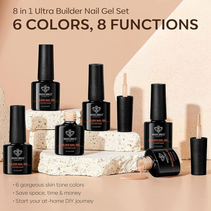 Skin Tone - 6 Colors 8-in-1 Builder Nail Gel Set 7ml Builder Gel MODELONES #