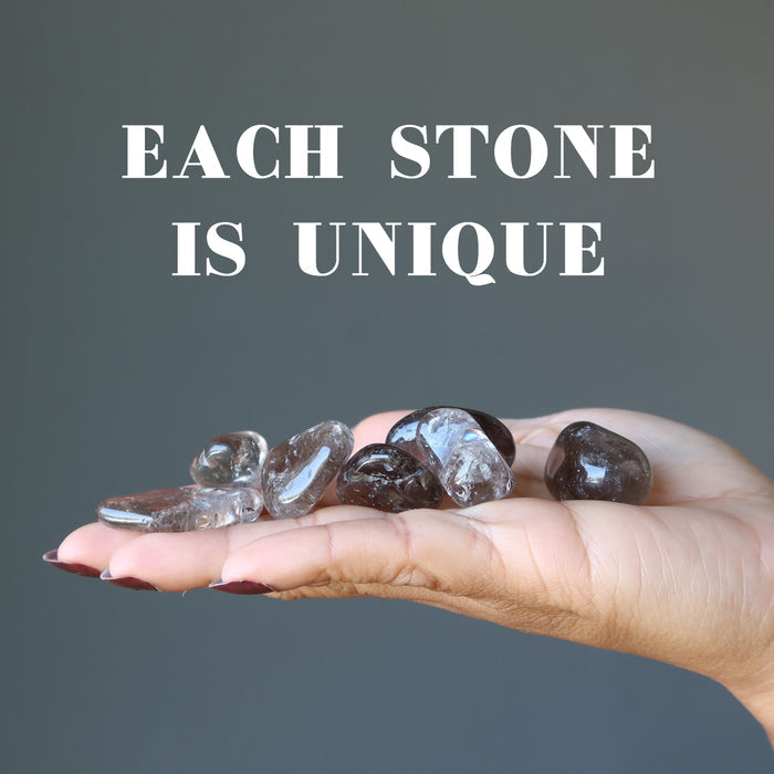 Smoky Quartz Tumbled Stones on the palm
