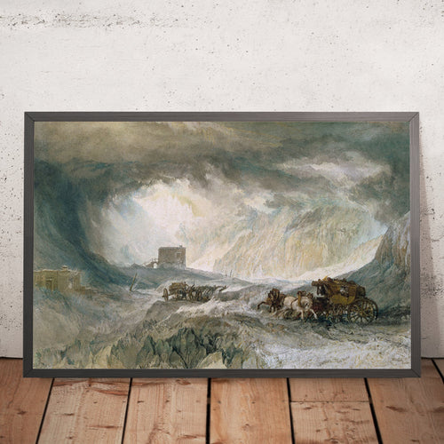 A framed image of Snowstorm, Mont Cenis (Snowstorm at Mont Cenis) by Turner, 1820