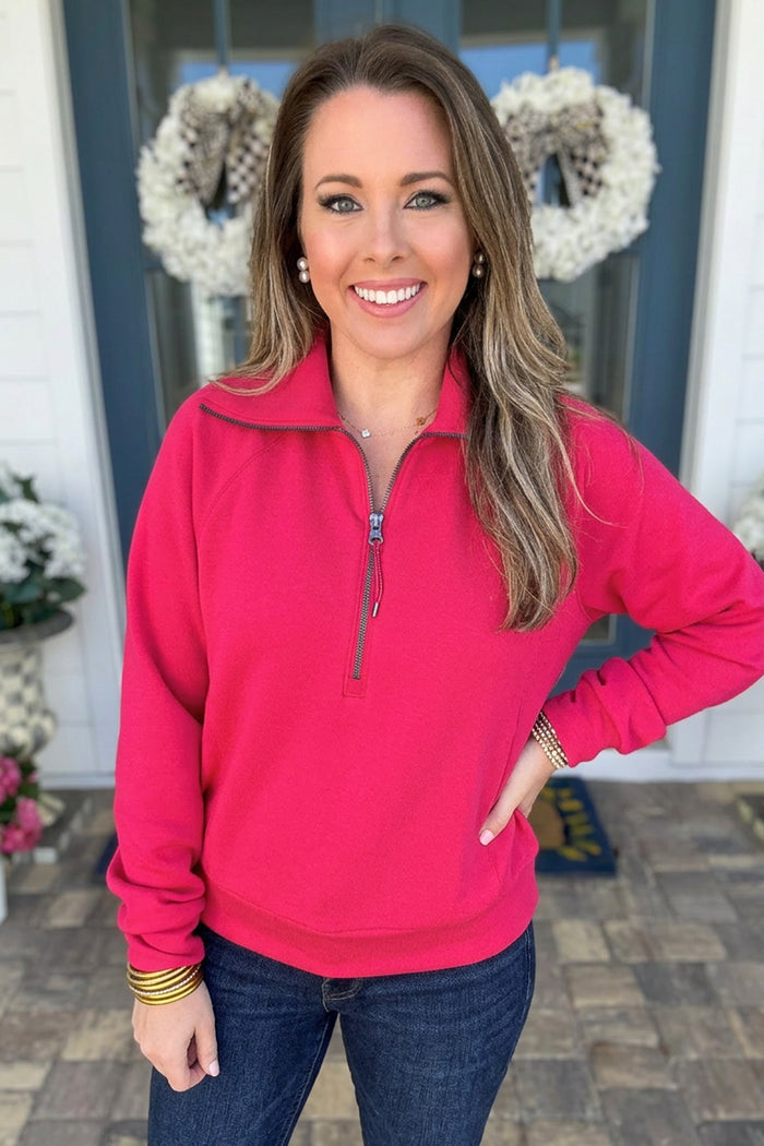 SPANX: AirEssentials Half Zip - Fuchsia