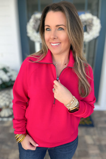 SPANX: AirEssentials Half Zip - Fuchsia - B Social Boutique