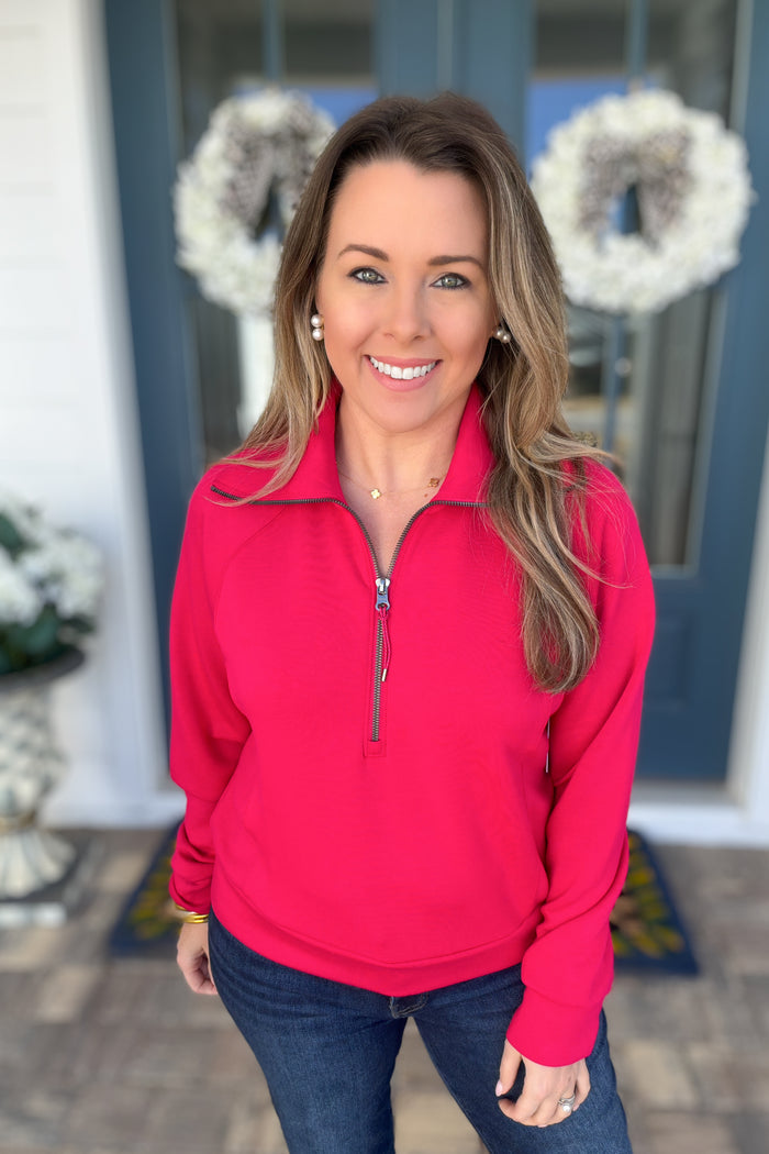 SPANX: AirEssentials Half Zip - Fuchsia - B Social Boutique