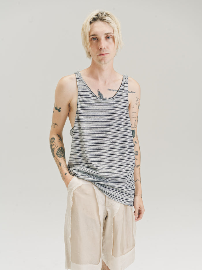 Stripe Cotton Linen Jersey Tank | Edward Cuming | DEPARTAMENTO