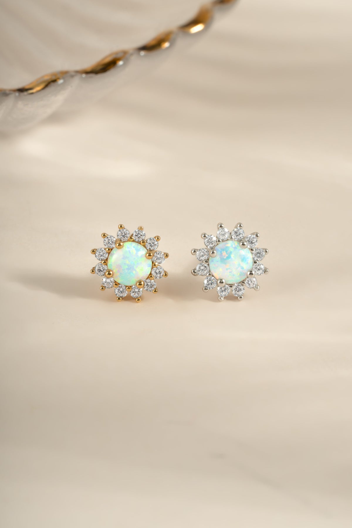 Sunburst Opal Halo Studs