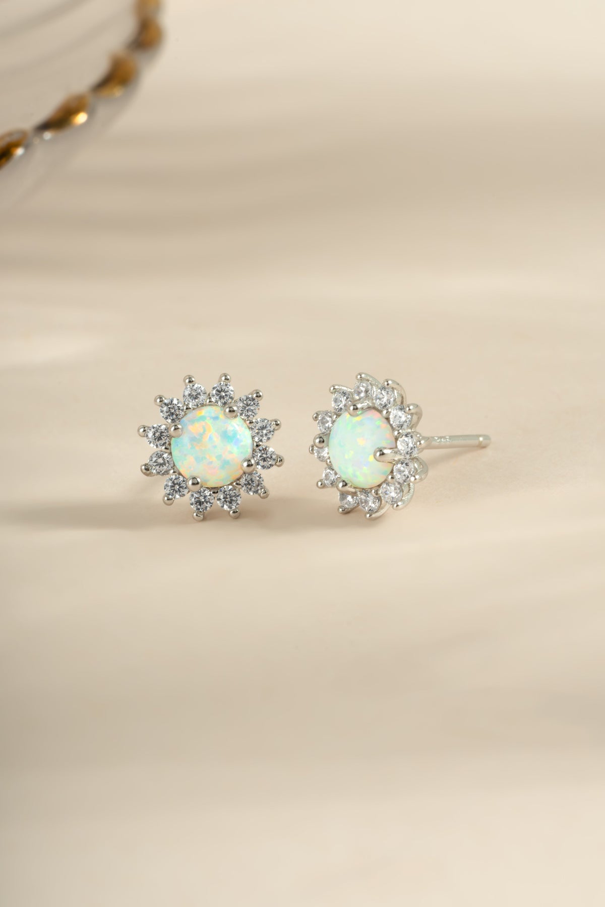 Sunburst Opal Halo Studs