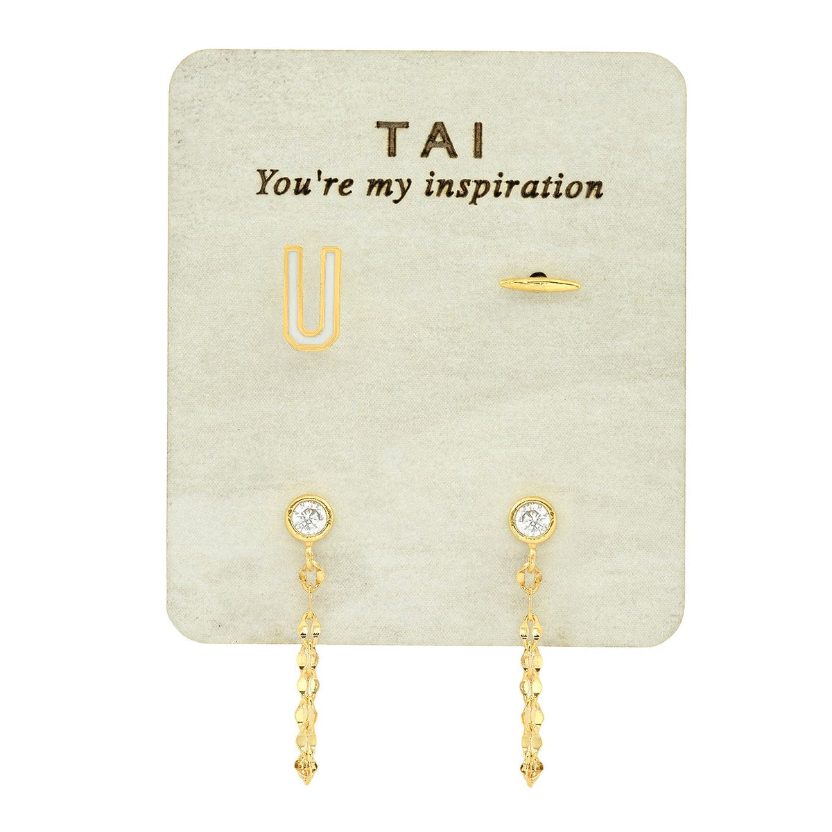 Enamel Monogram Stud Set
