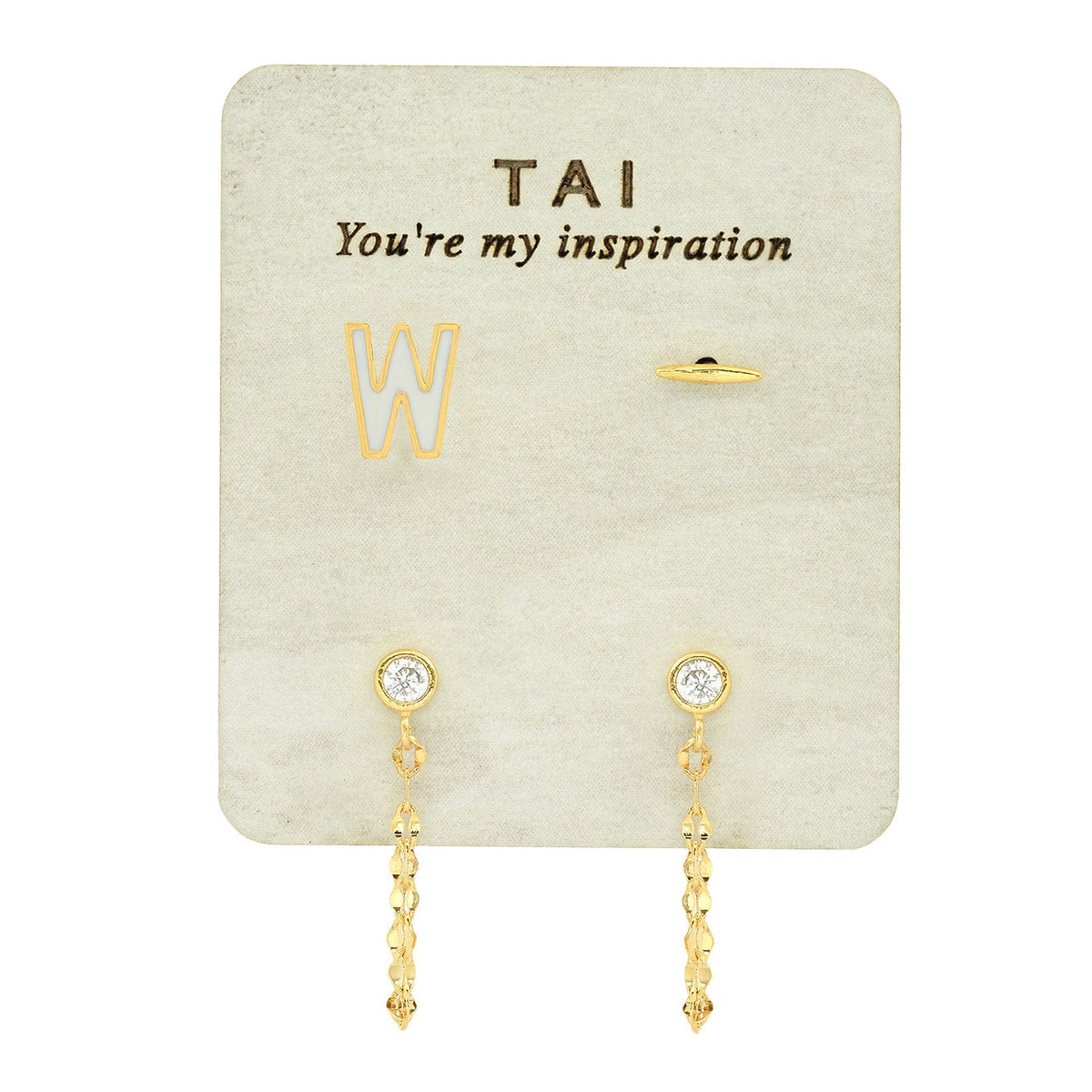 Enamel Monogram Stud Set
