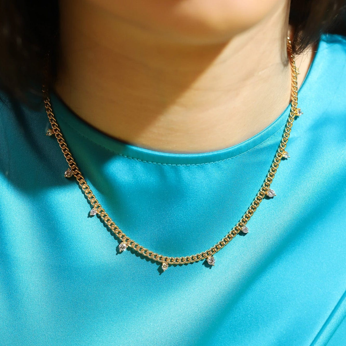 Statement Curb Chain with Sparkle Drops
