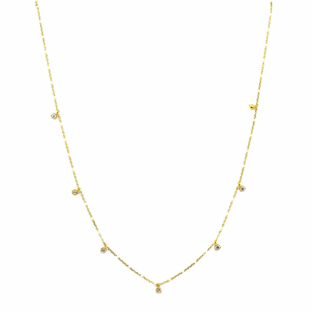 Gold Vermeil Enamel with Stationed Charm Necklace