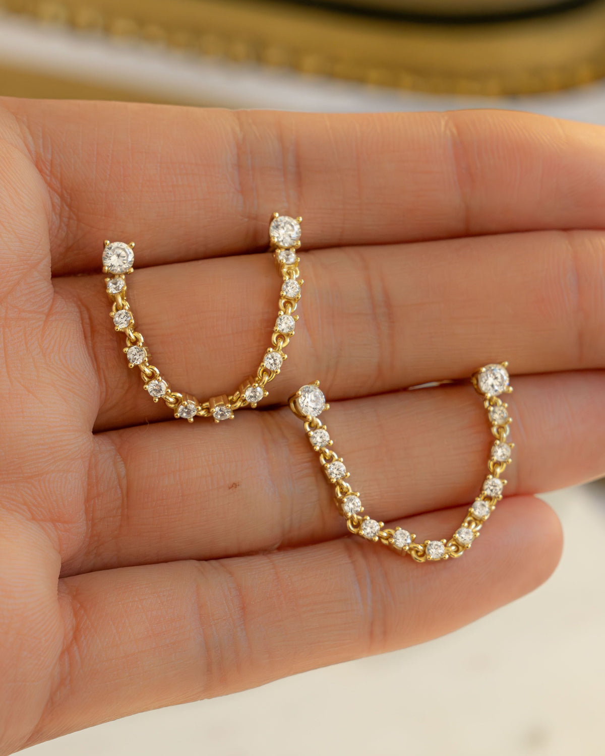 Two-Piercing Tennis Chain Link Studs