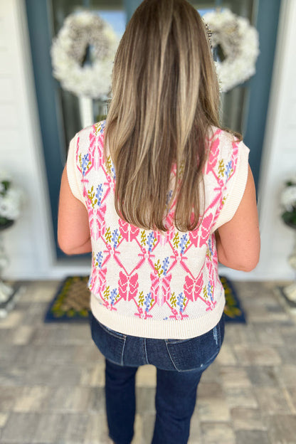 THML: Pretty Bow Vest Sweater - B Social Boutique