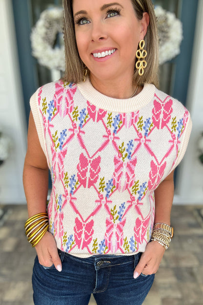 THML: Pretty Bow Vest Sweater - B Social Boutique