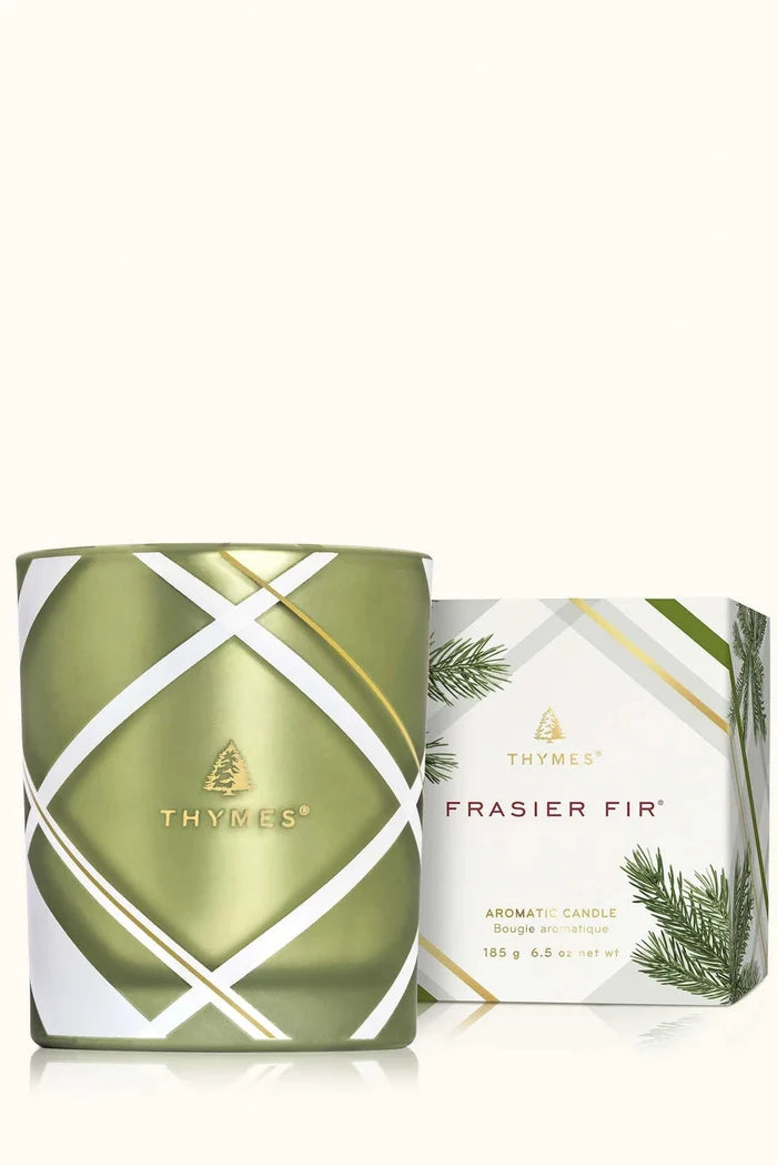 Thymes: Frasier Fir Frosted Plaid 6.5oz Poured Candle