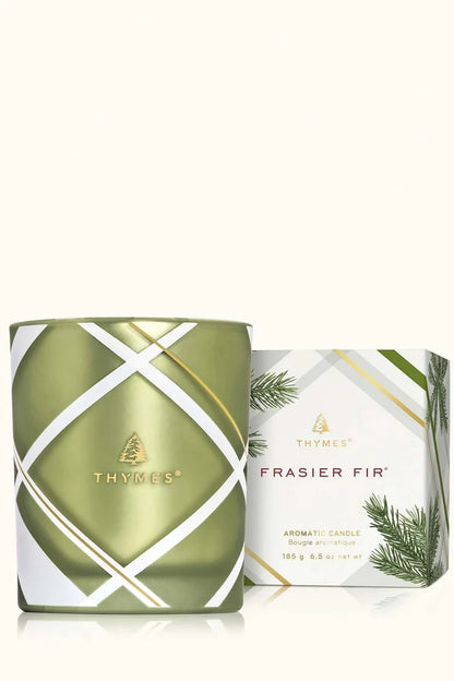 Thymes: Frasier Fir Frosted Plaid 6.5oz Poured Candle